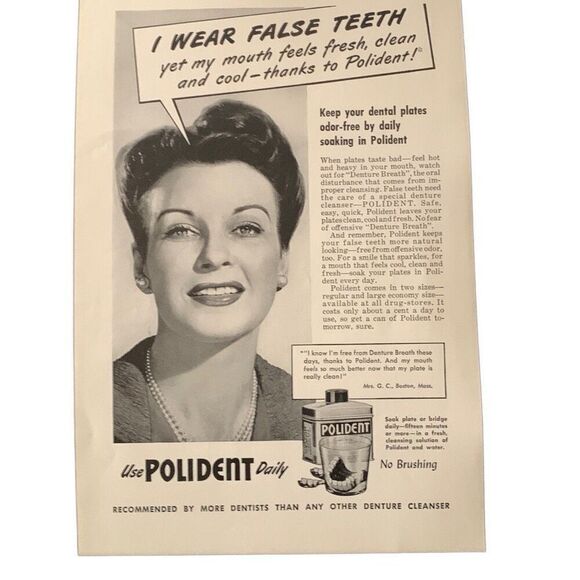 Vintage 1948 Polident My Mouth Feels Fresh and Clean Ad Advertisement - Picture 2 of 4